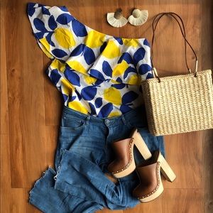 Ann Taylor Loft Lemon Print Blouse